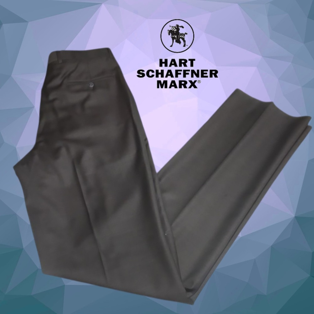 Hart Schaffner Marx Dress Pants Mens‎ Pleat 100% Wool Brown 35 NEW W/ HOLES